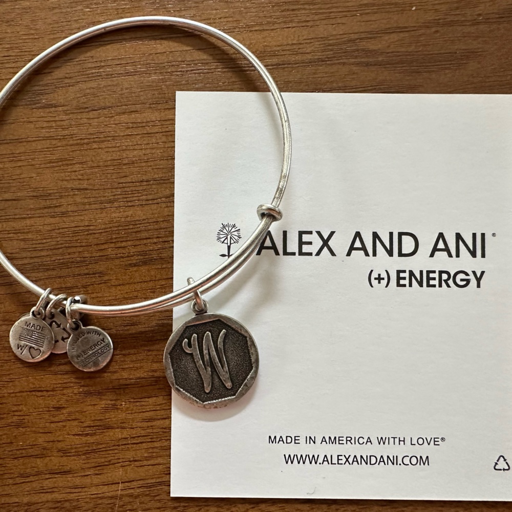 Alex and Ani 2018 Russian Silver initial “W” expandable Charm Bracelet